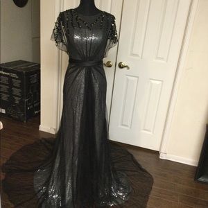 Dark gray sequins party evening formal dress